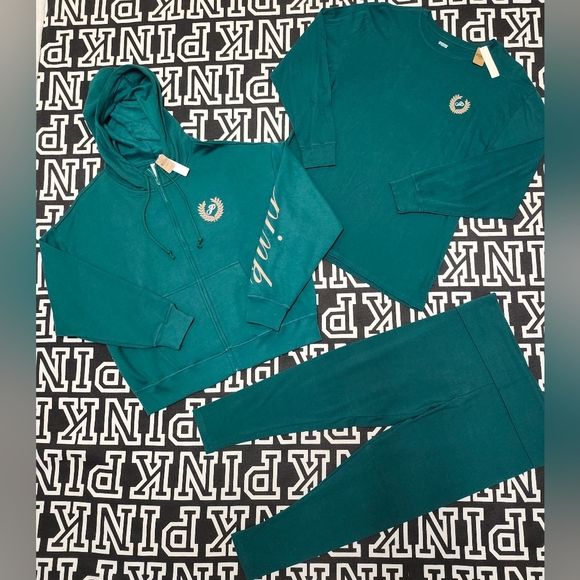 (H)VS Pink 3pc NWT Green Crest Set 💚 - Picture 2 of 13